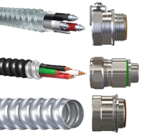 PECO Grade Professional Electrical Construction AC MC Connectors and Fittings Made in the USA by AMFICO